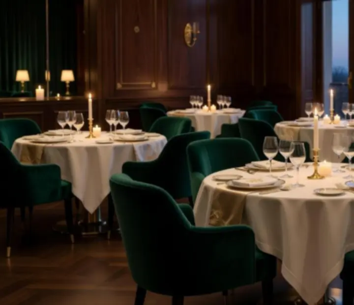 Salon privé luxueux prêt à accueillir une réception raffinée