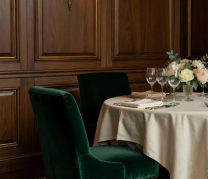 Salon privé modulable avec table dressée chez Terra Ciel