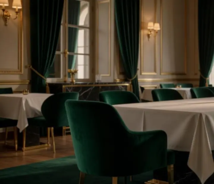 Salon feutré de Terra Ciel préparé pour une soirée gastronomique